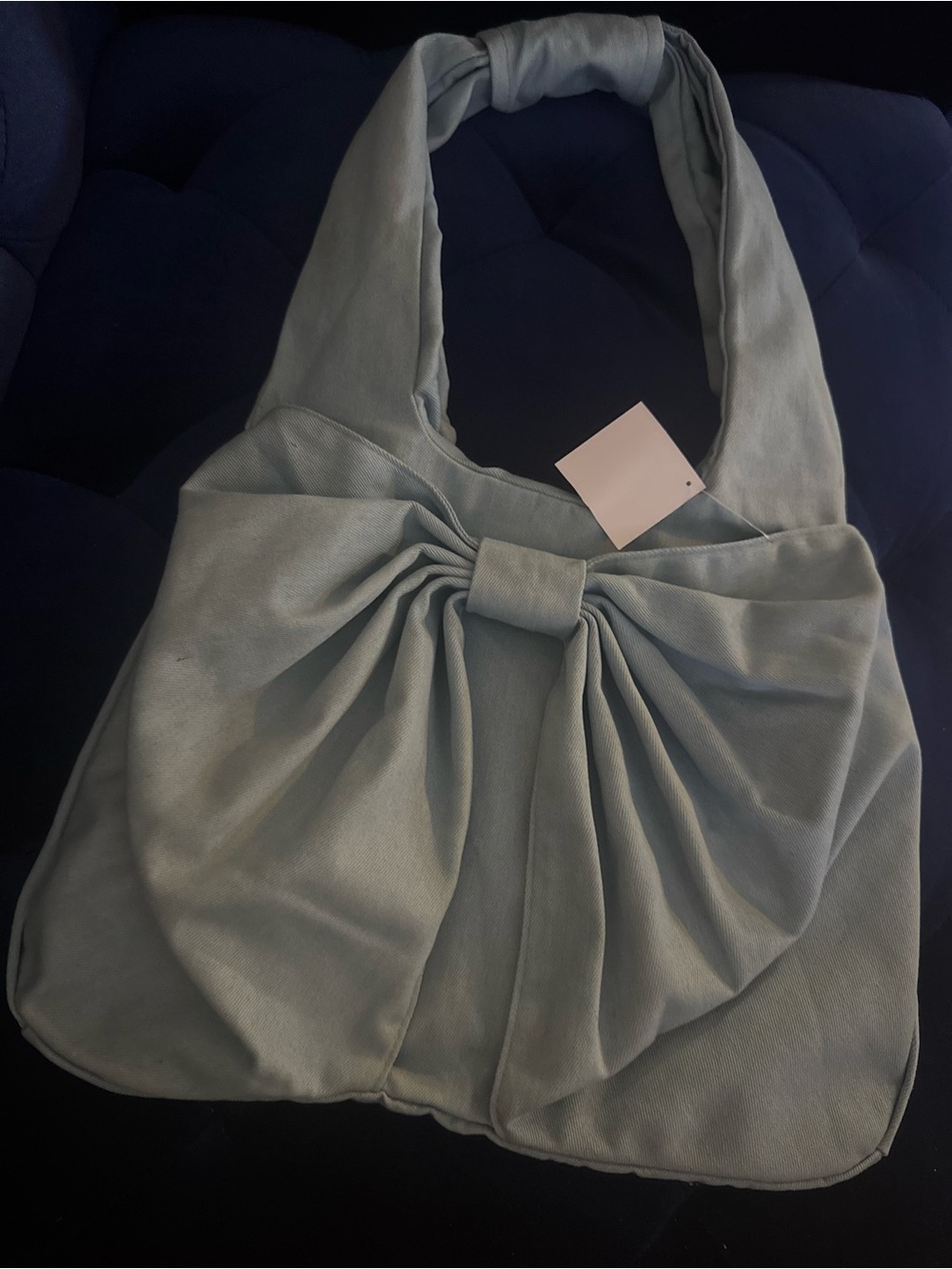 Soft Sky Blue Bow Shoulder Bag for Women